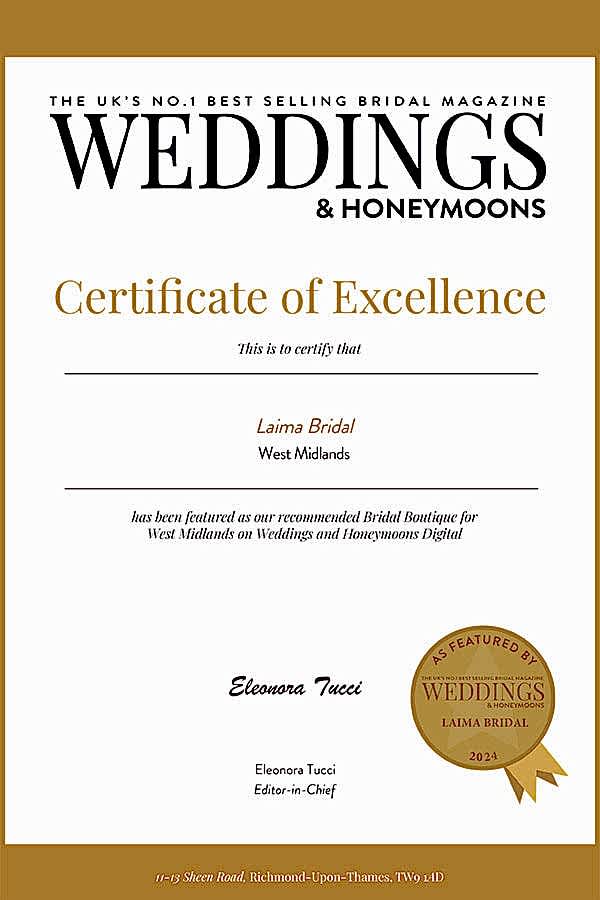 Weddings and Honeymoons Certificate of Excellence.